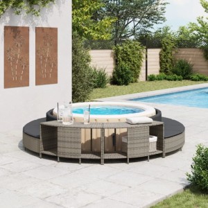 vidaXL Outdoor-Regale für Whirlpool 2 Stk Grau Poly Rattan 365619