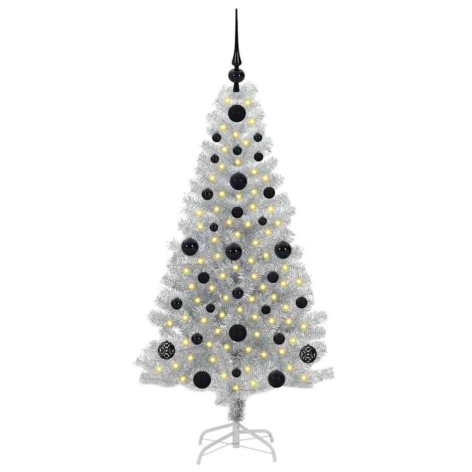vidaXL Weihnachtsbaum mit 150 LEDs mit Ständer Silber 120 cm PET 3396653