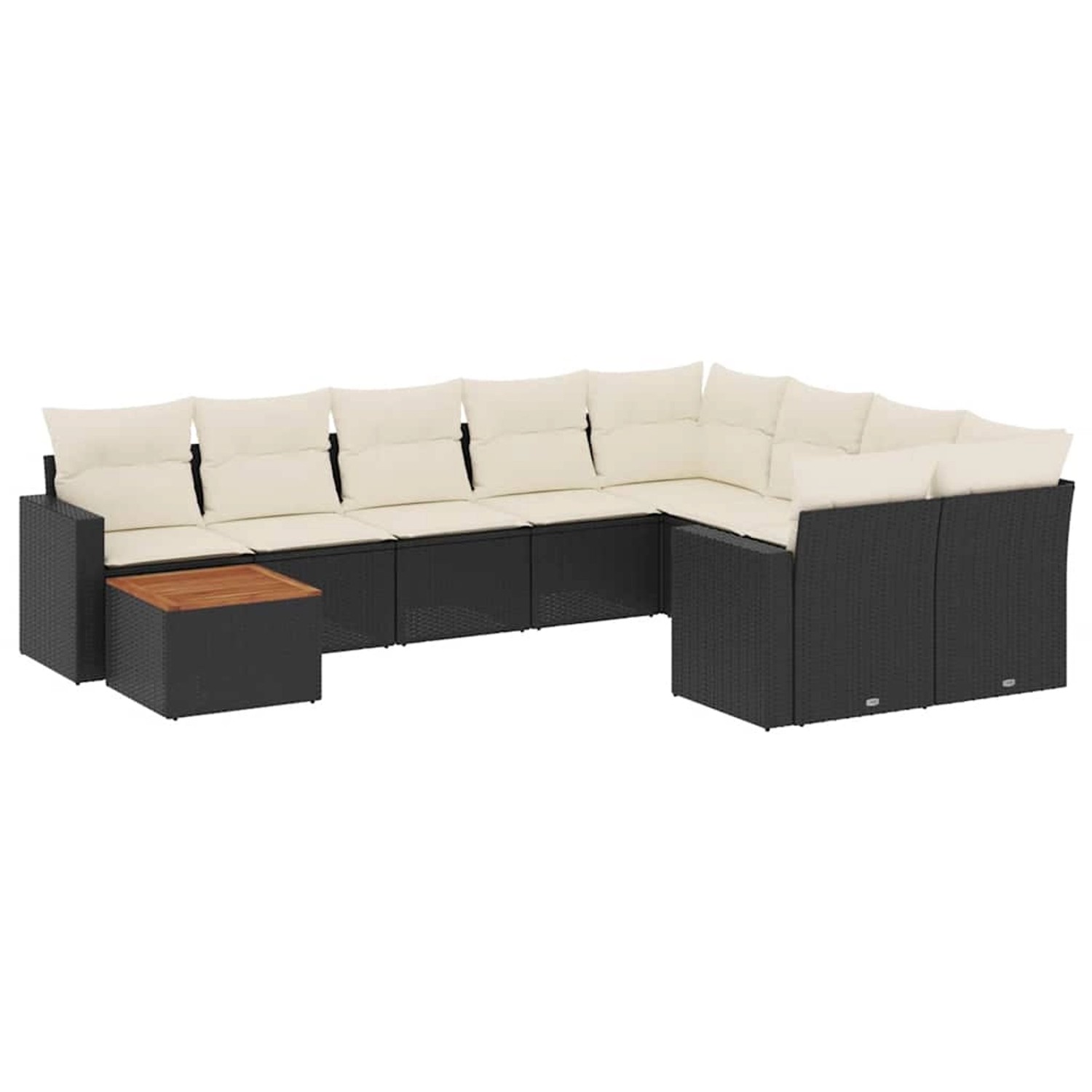 vidaXL 10-Tlg Garten-Sofagarnitur mit Kissen Schwarz Poly Rattan 3256616 günstig online kaufen