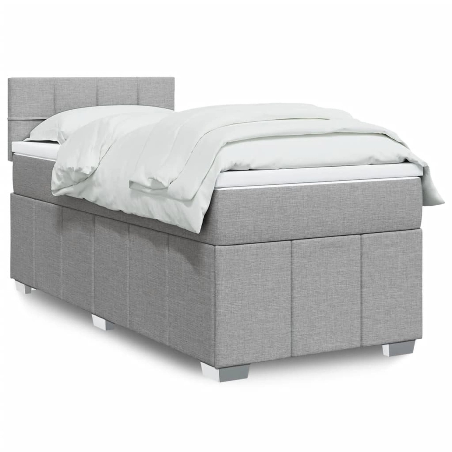 vidaXL Boxspringbett mit Matratze Hellgrau 100x200 cm Stoff 3289279 günstig online kaufen