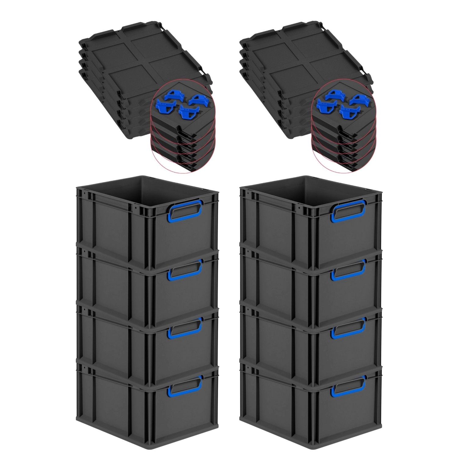 PROREGAL SuperSparSet 8x Eurobox Nextgen Color Mit Auflagedeckel HxBxT 22x3 günstig online kaufen