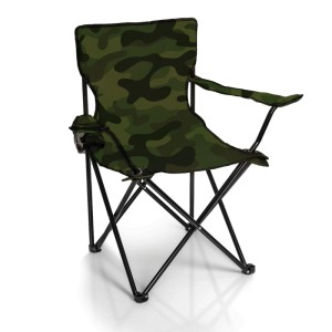 BigDean Faltstuhl in Tarnmuster-Optik, mit Getränkehalter. Robuster Camping- und Anglerstuhl klappbar.