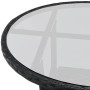 Detailansicht: Runder Tisch mit Glasplatte des schwarzen Polyrattan Gartenmöbel Sets Bayamo.
