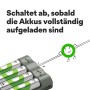 GP Akku-Ladegerät USB B441 mit 4 AA Akkus beim Aufladen. Automatisches Abschalten.