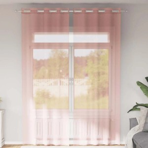 Rosa Voile Vorhänge (2 Stk.) mit Ösen, 140x300 cm, für eine leichte Fensterdekoration.