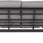Rückansicht des Home Deluxe Lounge-Sets Rio L: Sofa mit schwarzem Aluminiumrahmen und hellgrauen Kissen.