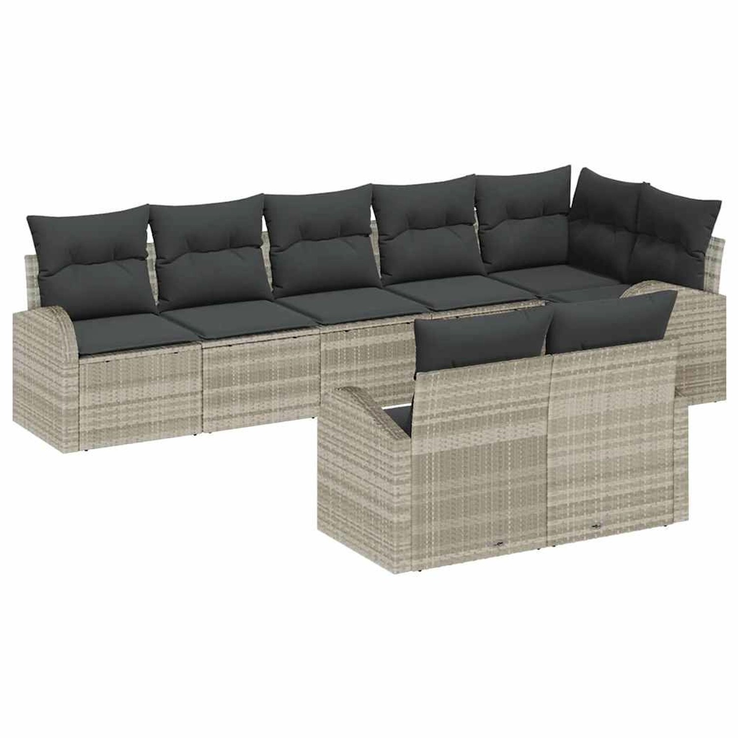 vidaXL Garten-Sofa-Set mit Kissen 8-Tlg Hellgrau Poly Rattan 3354761 günstig online kaufen