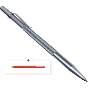 Bauheld Anreißnadel 150 mm aus Metall mit Zimmermannsbleistift. Handwerkzeug zum Anzeichnen von Werkstücken.