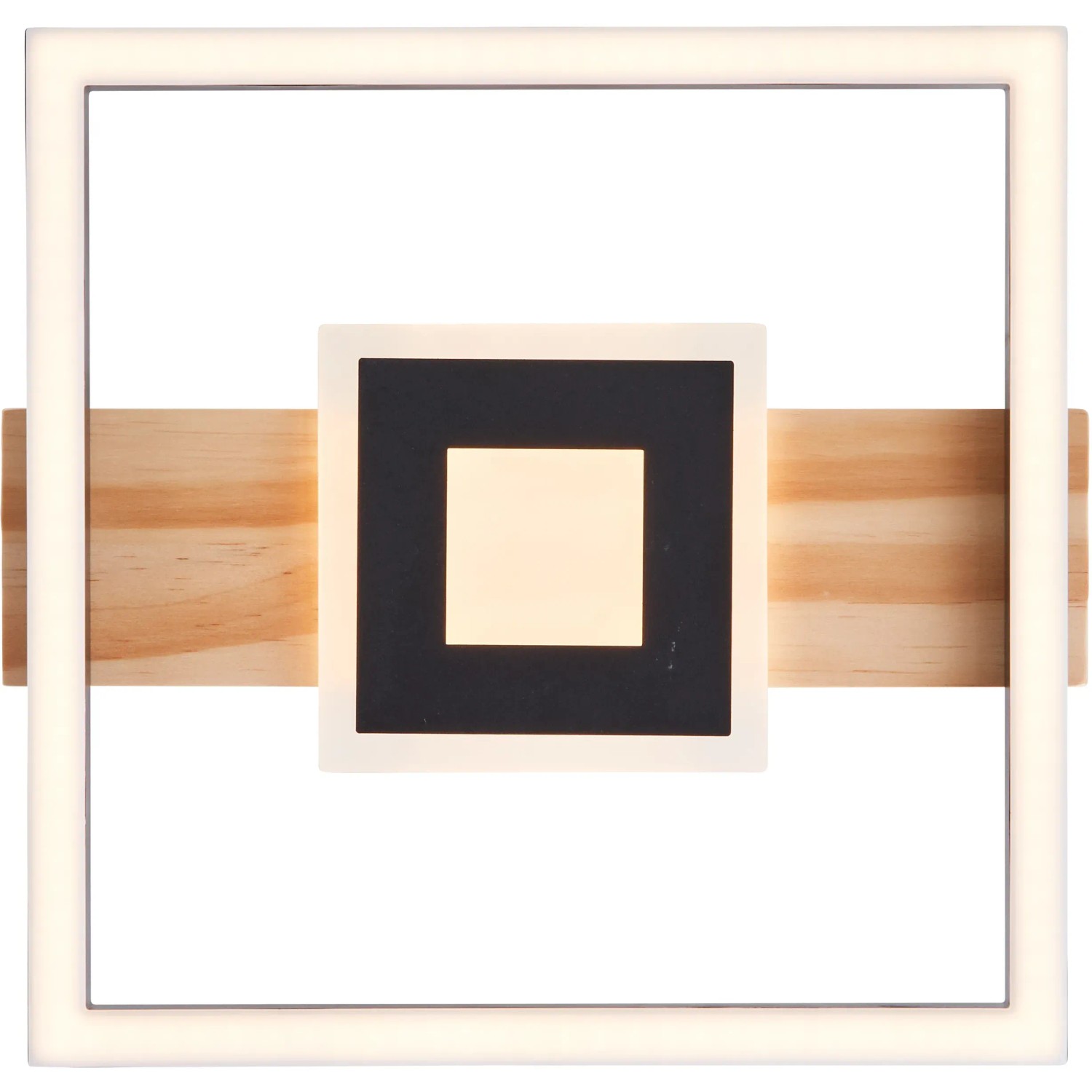 Moderne LED-Deckenleuchte Baldo in Schwarz-Holz Optik, 30x28 cm, FSC®-zertifiziert.