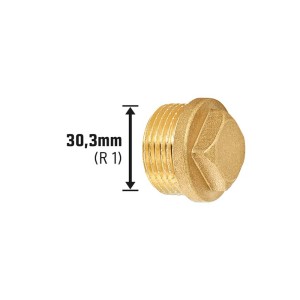 Messing Gewinde-Stopfen 30,3 mm (R 1) von LUX-TOOLS zum Verschließen von Gewindeanschlüssen.