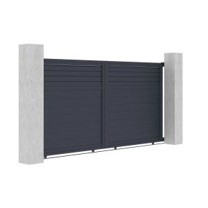 Graues Casanoov Schiebetor Carpatia 3,5 m mit zwei Pfosten (H 190 cm) aus Aluminium.