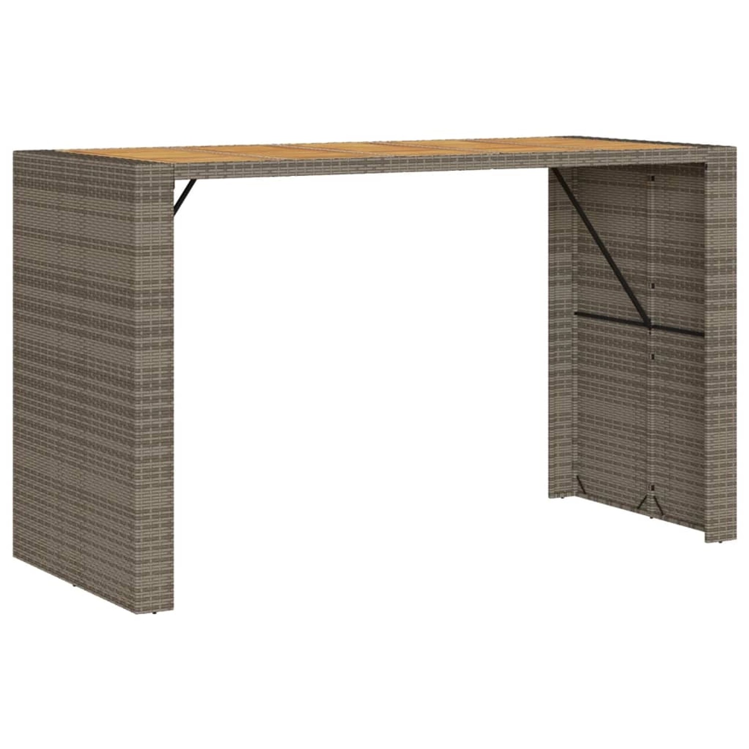 vidaXL Garten-Bartisch mit Holzplatte Grau 185x80x110 cm Polyrattan 368701 günstig online kaufen