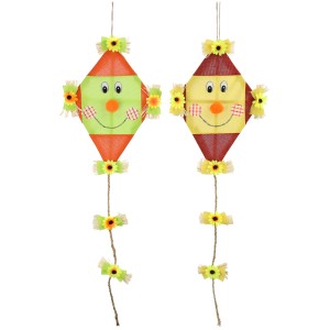 Dekorative Drachenfiguren aus Stoff und Holz, 20x30 cm, für herbstliche Deko.