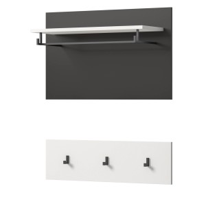 Inn.Furn Garderobenpaneel Set in Weiß und Grau 80 cm Cooper