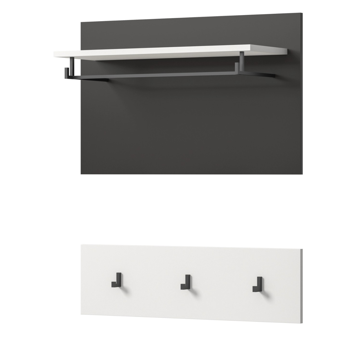 Inn.Furn Garderobenpaneel Set in Weiß und Grau 80 cm Cooper günstig online kaufen