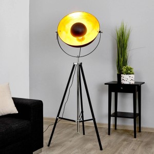 Lindby Stehlampe Mineva Modern in Schwarz aus Metall 1-flammig E27 Tripod Wohnzimmerleuchte