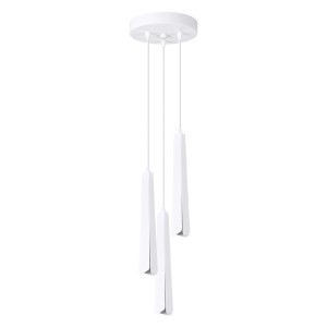 Weiße Sollux Lighting Hängeleuchte Prysm 3P mit drei Pendeln im skandinavischen Stil.