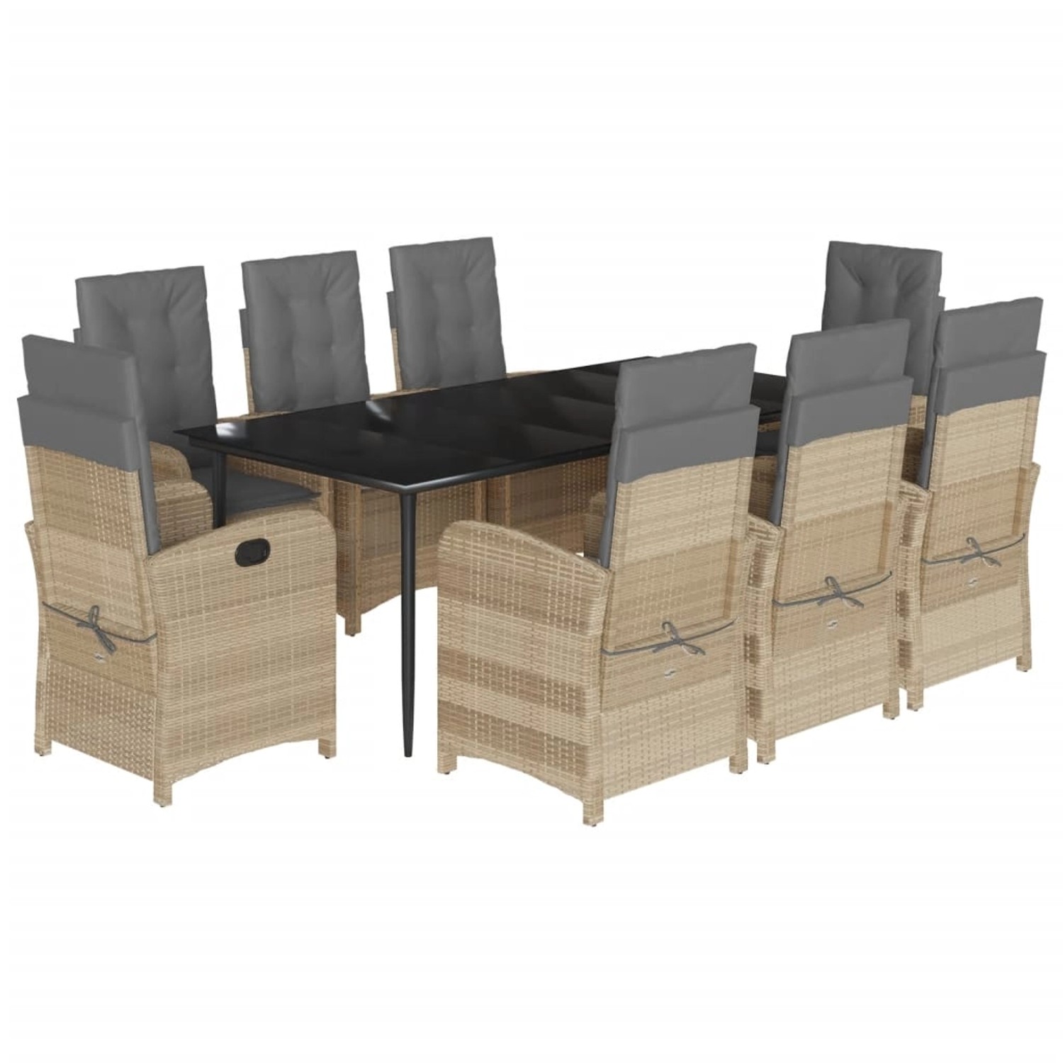 vidaXL 9-Tlg Garten-Essgruppe mit Kissen Beigemischung Poly Rattan 3212398 günstig online kaufen
