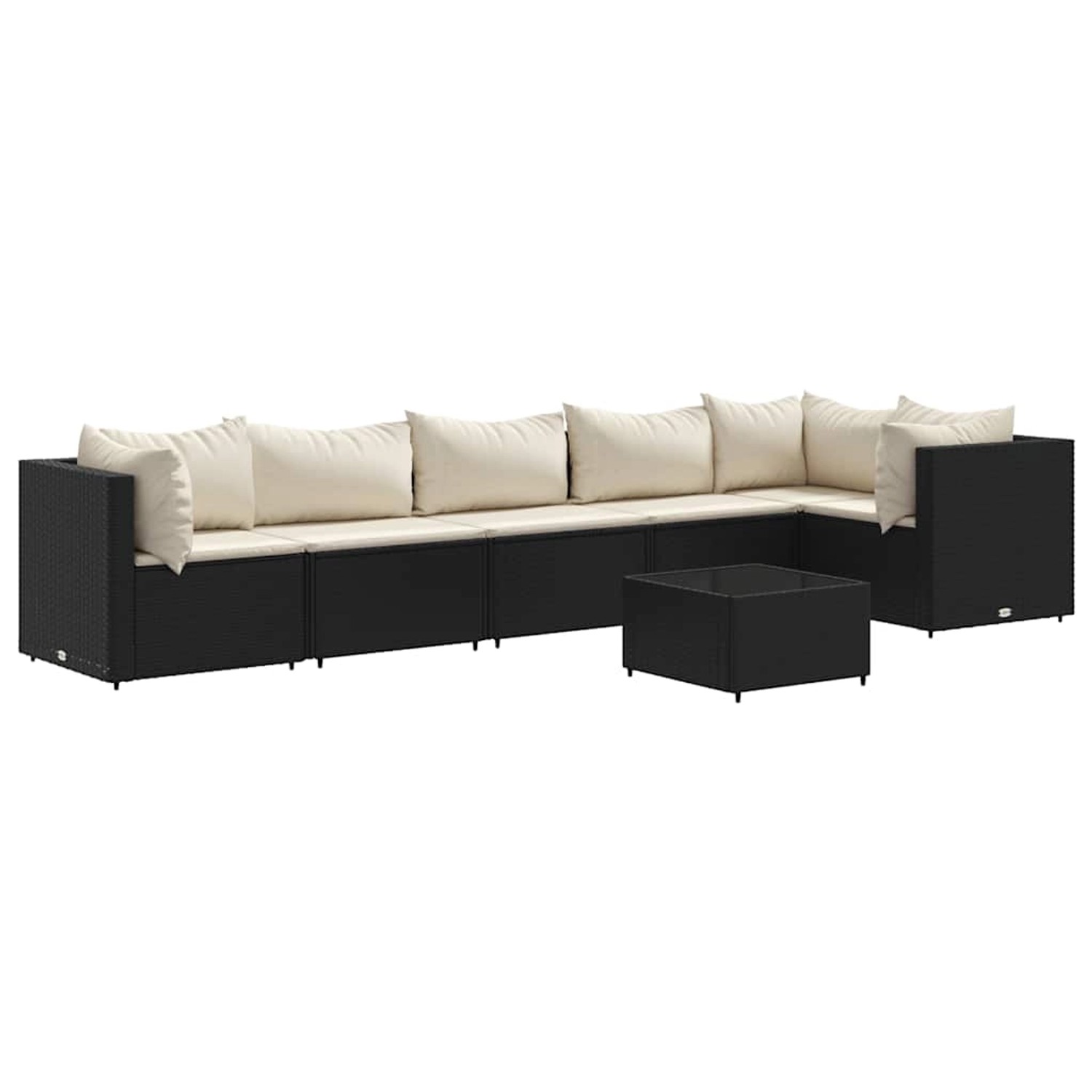 vidaXL 7-Tlg Garten-Lounge-Set mit Kissen Schwarz Poly Rattan 3308112 günstig online kaufen