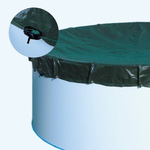 Grüne Summer Fun Poolabdeckung für runde Pools (Ø 400-420 cm) mit Seilzug.