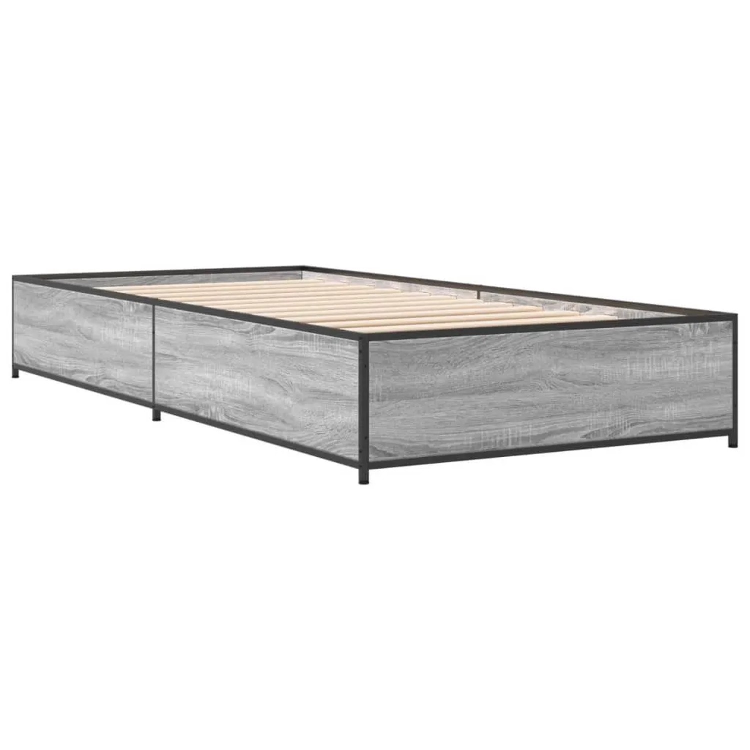 vidaXL Bettgestell Grau Sonoma 90x200 cm Holzwerkstoff und Metall 845114 günstig online kaufen
