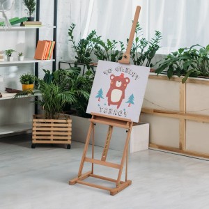 Vinsetto Staffelei aus Buchenholz, winkelverstellbar mit Leinwand und Bärenmotiv.