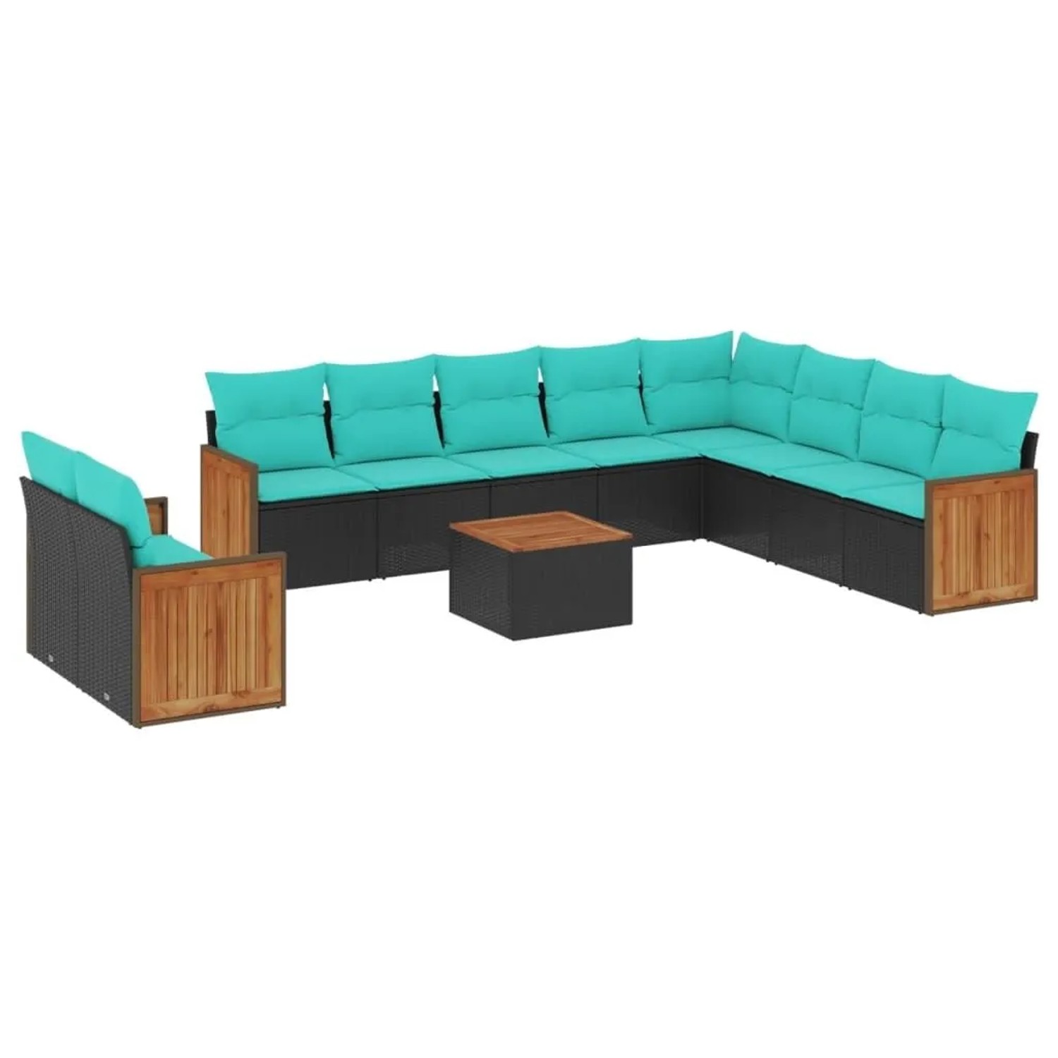 vidaXL 11-Tlg Gartensofa-Set mit Kissen Schwarz Polyrattan 3227800 günstig online kaufen