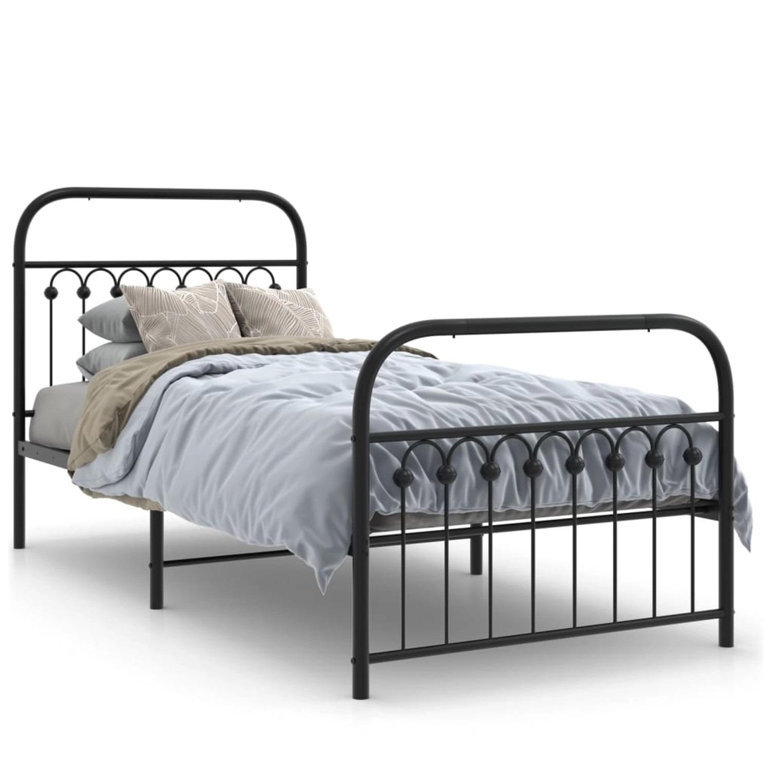vidaXL Bettgestell mit Kopf- und Fußteil Metall Schwarz 90x200 cm 376611 günstig online kaufen