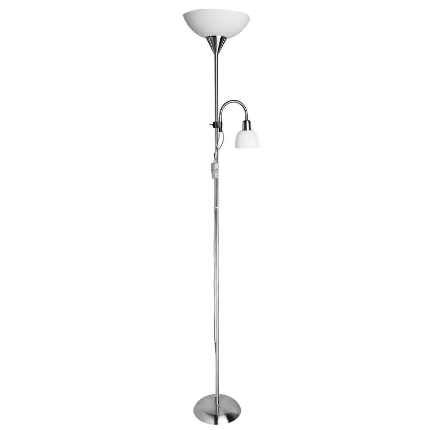Arte Lamp Stehleuchte Duetto Deckenfluter mit Leselampe E27 Silber