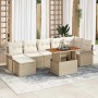 Beiges 8-tlg. vidaXL Garten-Sofa-Set aus Poly Rattan mit Stauraum.