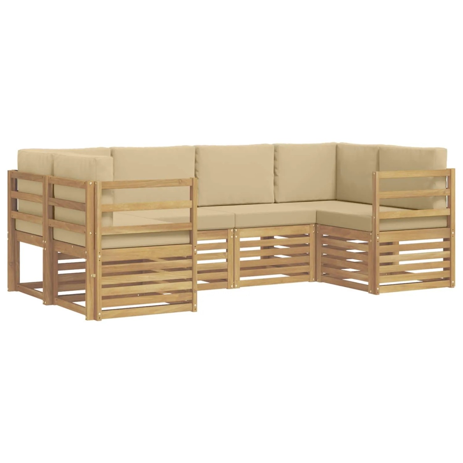 vidaXL Ecksofa Set 6 Stk Weiß und Beige 245 x 126,5 x 73 cm Polyester 3392378