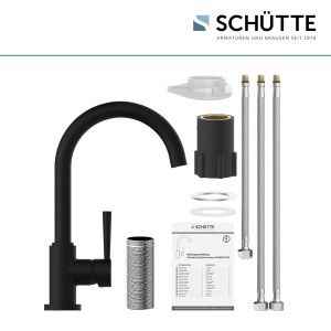 Schütte Spültischarmatur Niederdruck Cornwall, schwarz matt, mit Zubehör.