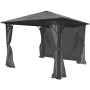 Anthrazitfarbener vidaXL Pavillon 300x300 cm mit Vorhängen für Garten & Terrasse.