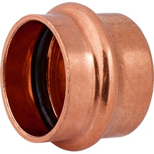 Kupfer Press-Kappe, Ø 28 mm, zum sicheren Verschließen von Kupferrohren im Heizungsbau.