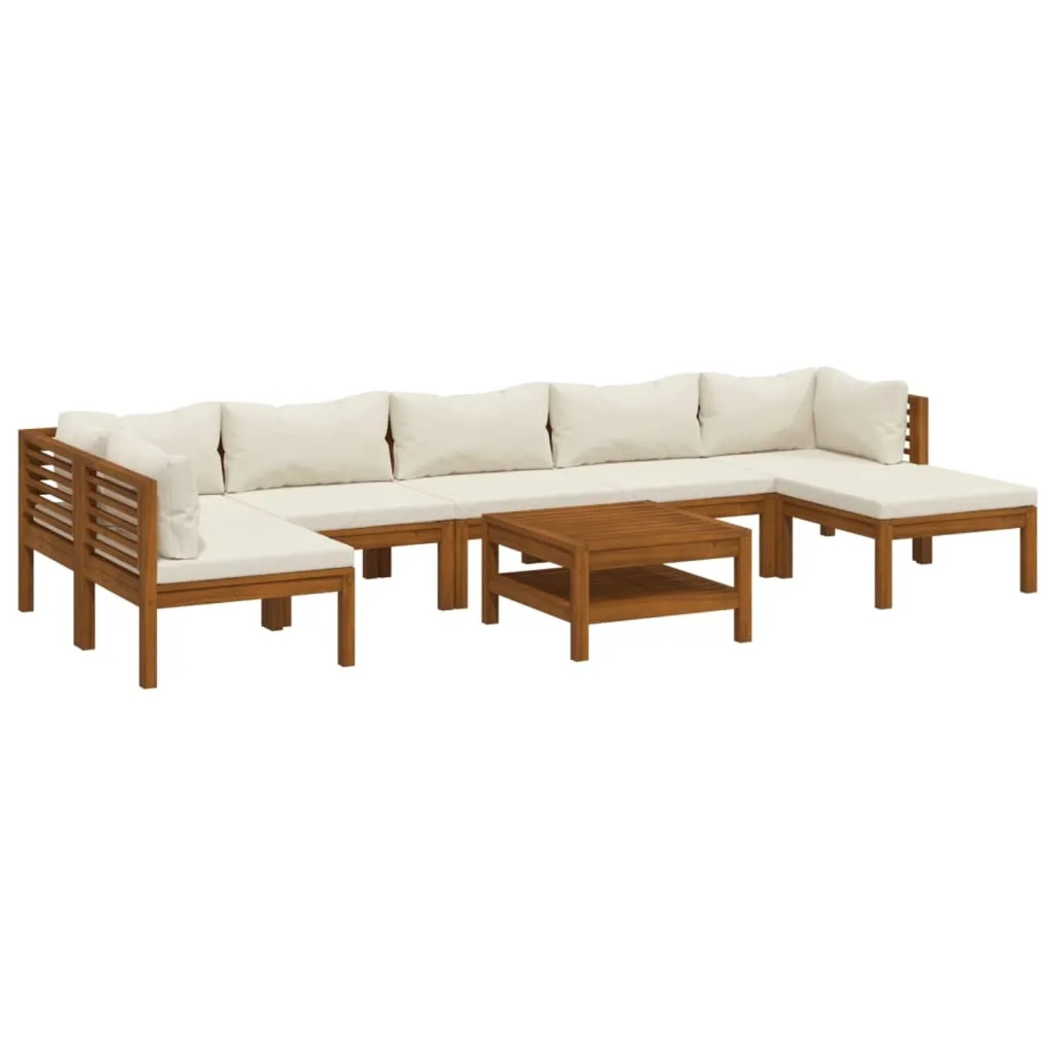 vidaXL 8-Tlg Garten-Lounge-Set mit Creme Kissen Massivholz Akazie 3086955