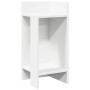 Weißer Beistelltisch aus Holzwerkstoff mit zwei offenen Ablagefächern. Modernes, minimalistisches Design für Wohnzimmer.