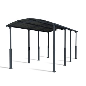 Canopia Carport Arcadia Alpine 8500 in Anthrazit, 360x900 cm, mit sechs Pfosten.