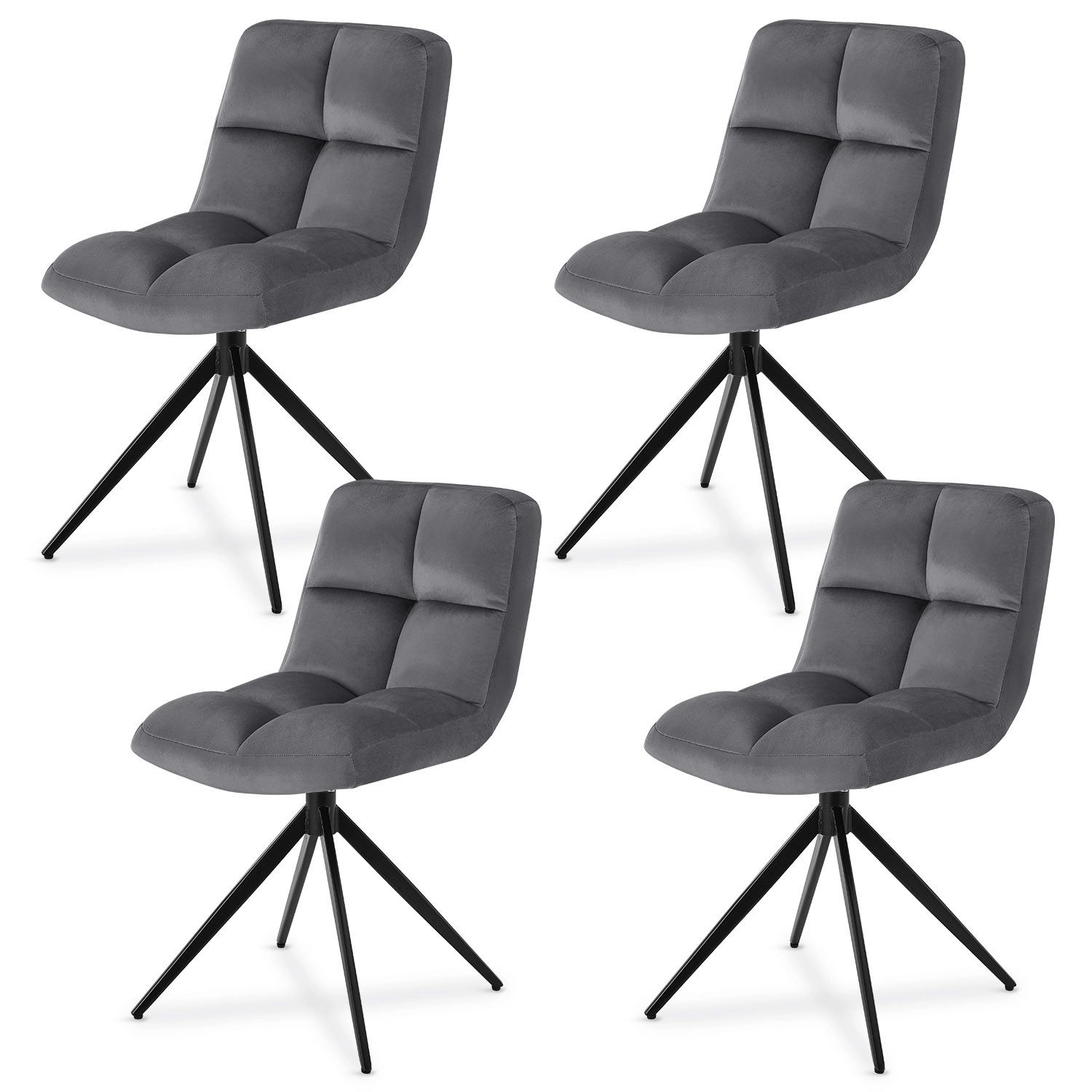 Juskys Drehstuhl Dallas 4er Set Samt Dunkelgrau günstig online kaufen