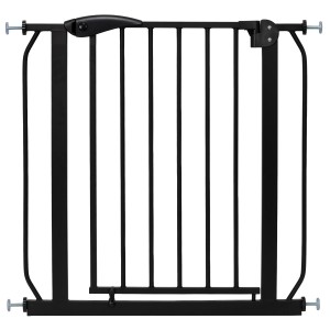 ib style Türschutzgitter Berrin 58-185cm Treppenschutzgitter für Kinder und Haustiere Ohne Bohren Schwarz 75-85cm