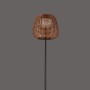 Schwarze LED-Akku-Stehleuchte Askia mit Rattan-Schirm, 120cm hoch, für stimmungsvolle Beleuchtung.