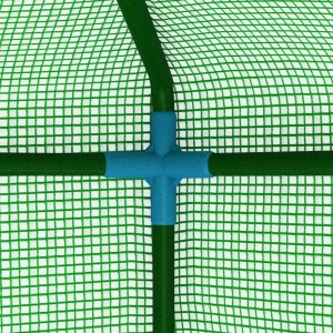 Detailaufnahme Stahlrahmen-Verbinder des furnicato Gewächshauses, 1x0,5x1,9 m.