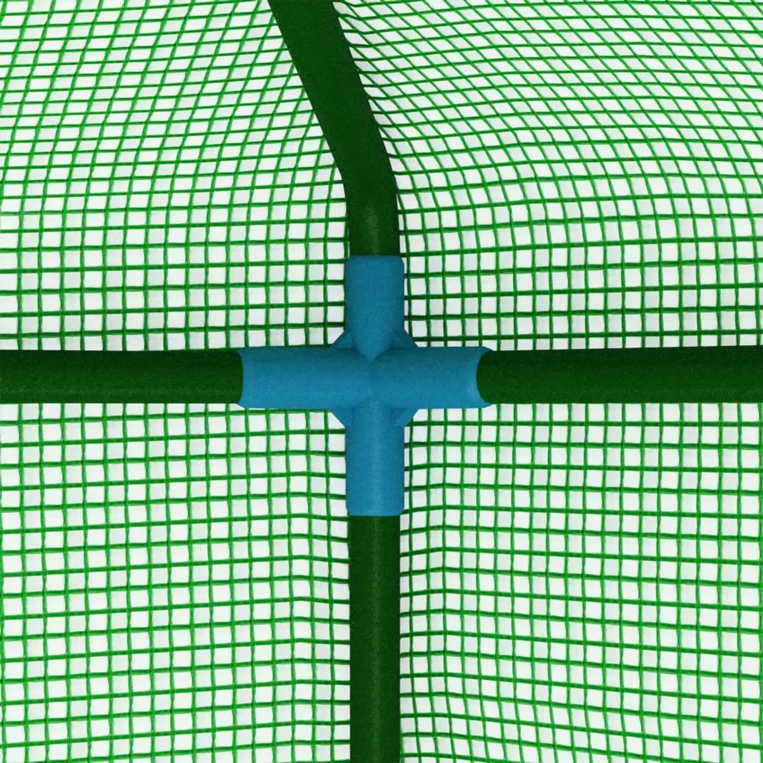 Detailaufnahme Stahlrahmen-Verbinder des furnicato Gewächshauses, 1x0,5x1,9 m.