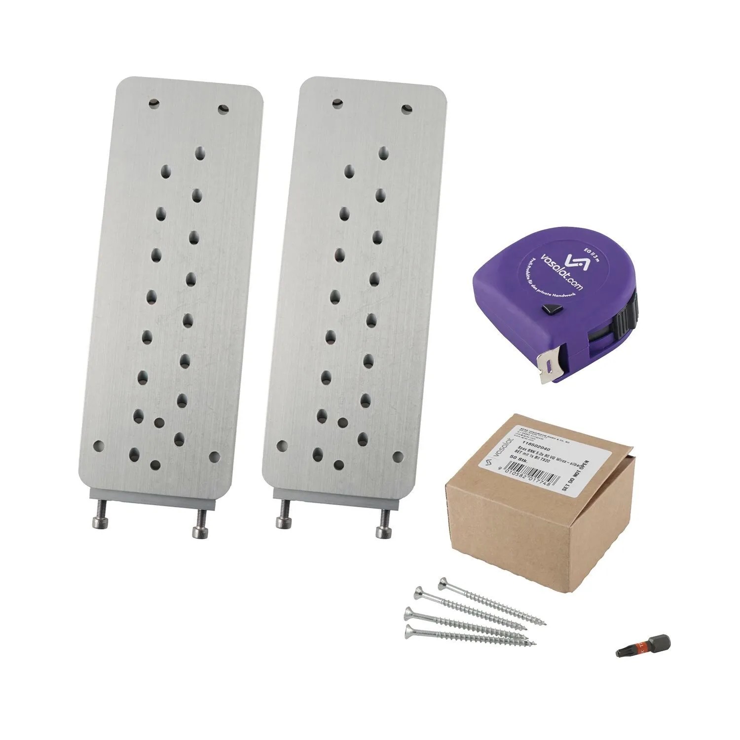 vasalat Set HVP Schwerlastverbinder 80x220x12 mm mit Sicherung Spaxschrauben & Bit TX20