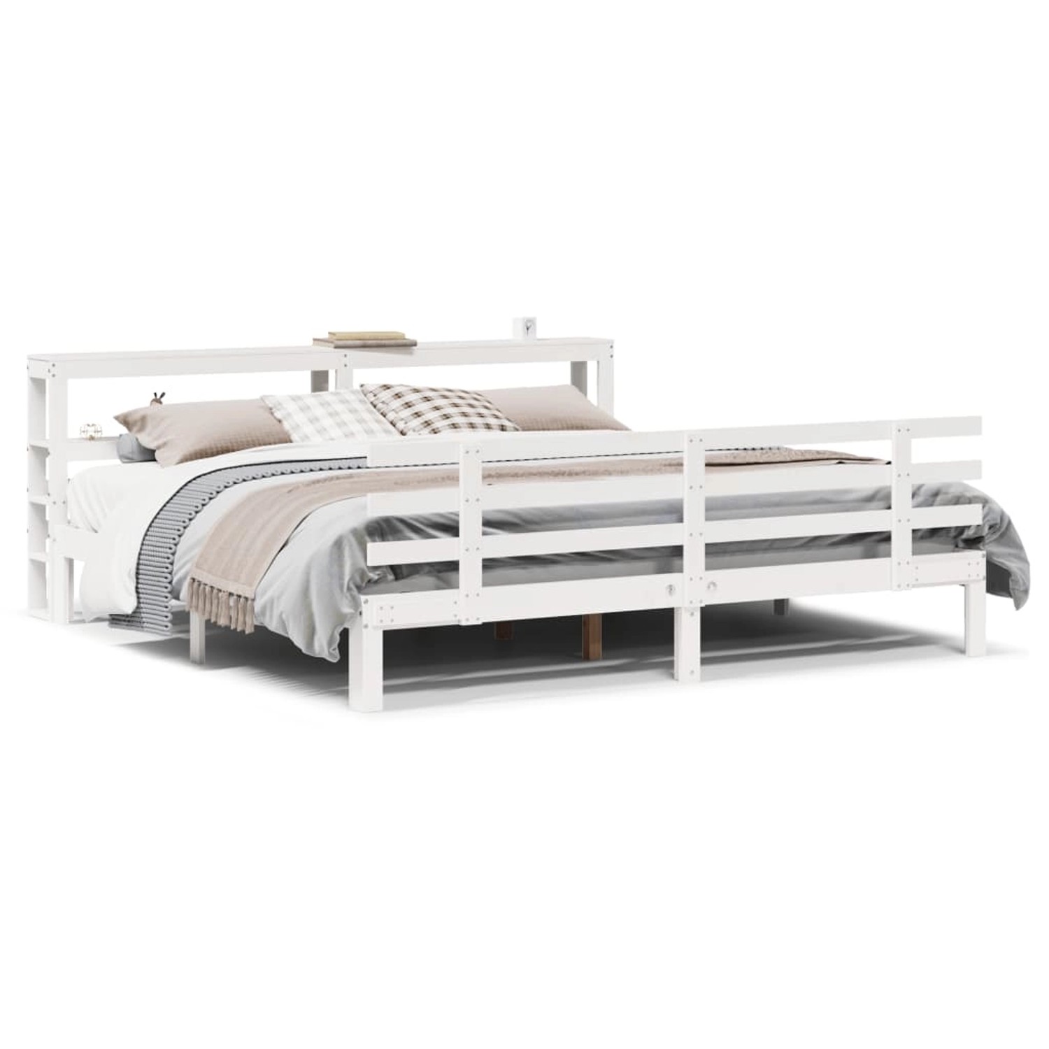 vidaXL Bettgestell mit Kopfteil ohne Matratze Weiß 200x200 cm 3306121 günstig online kaufen