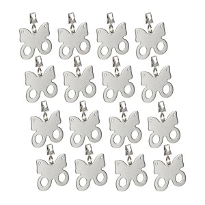 16 silberne Edelstahl Tischdeckenbeschwerer in Schmetterling-Form mit Klammern. Ideal für Gartenpartys.