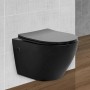 Schwarzes, spülrandloses Hänge-WC von ECD Germany mit Softclose-Sitz.