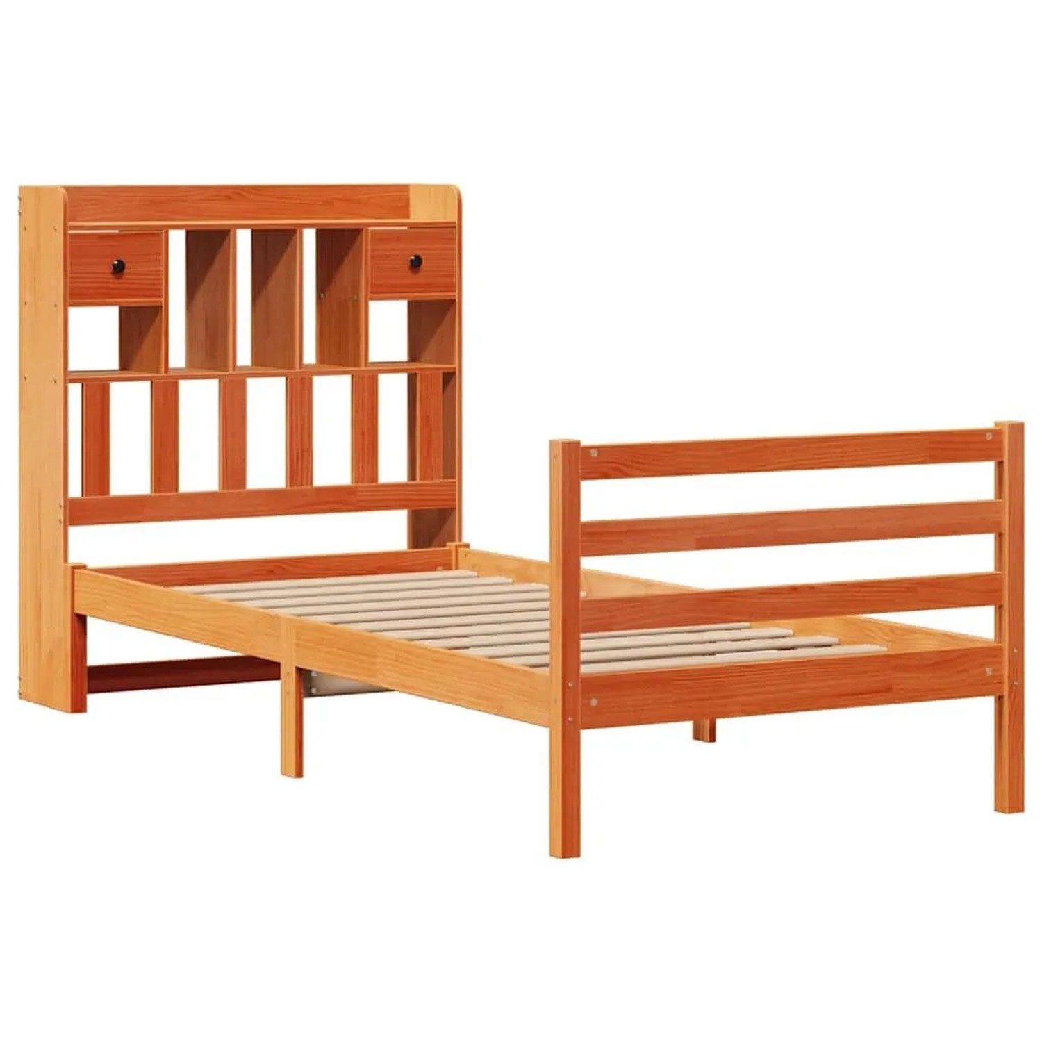 vidaXL Massivholzbett mit Regal ohne Matratze Wachsbraun 75x190 cm 3321948 günstig online kaufen