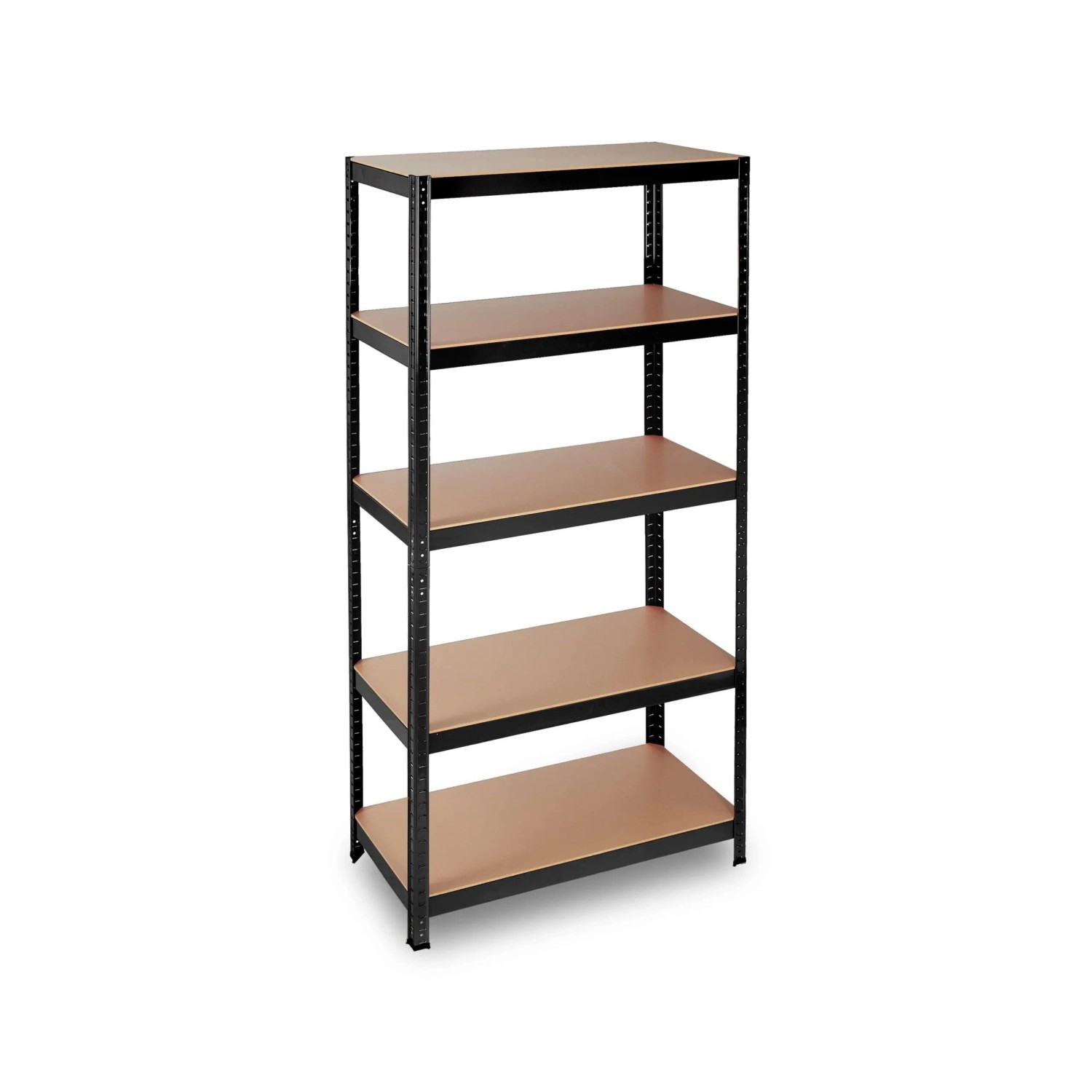 Relaxdays Schwerlastregal Metall MDF Schwarz Braun Höhenverstellbar Teilbar Schraubenlos 180 cm x 90 cm x 45 cm 17,5 kg