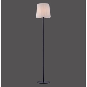 Anthrazitfarbene Paul Neuhaus Stehleuchte Falter, 150 cm hoch, mit plissiertem Lampenschirm.