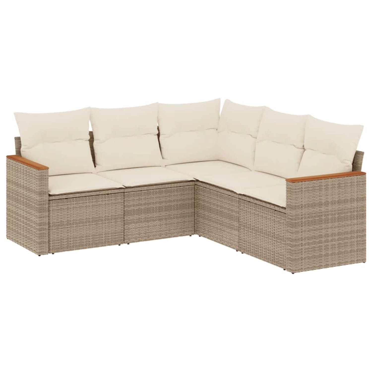 vidaXL 5-Tlg Garten-Sofagarnitur mit Kissen Beige Poly Rattan 3258362